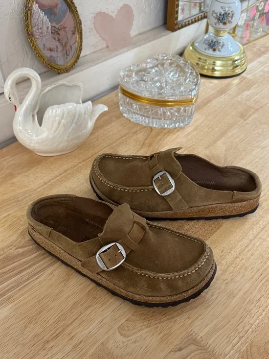 Birkenstock Buckley Women's size 7/EU 38 Suede Leather Slip On Shoes Mules Comfy - Picture 3 of 13